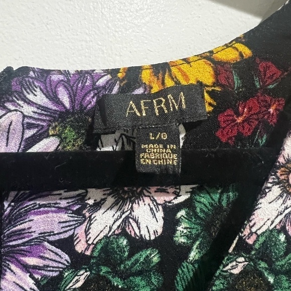 AFRM monna print side cutout long sleeve mini Dress large - Picture 6 of 7